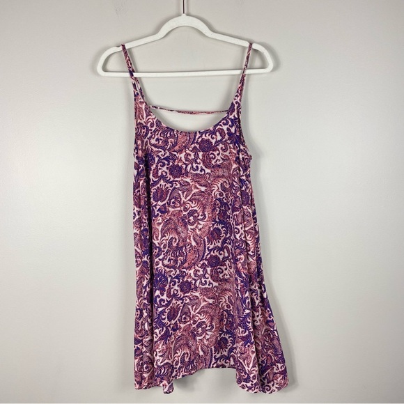 Free People Dove Slip Mini Dress Womens Small Paisley Purple Boho Hippie Flowy - Picture 3 of 10